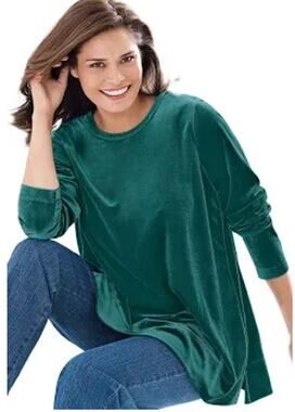 Liz Baker Essentials Emerald Green Velvet Top size Medium